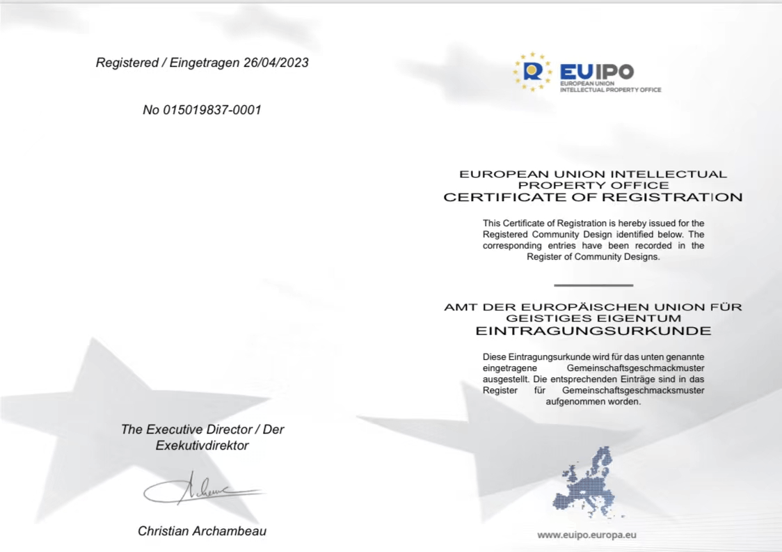 EUIPO European Union Design Registration Certificate